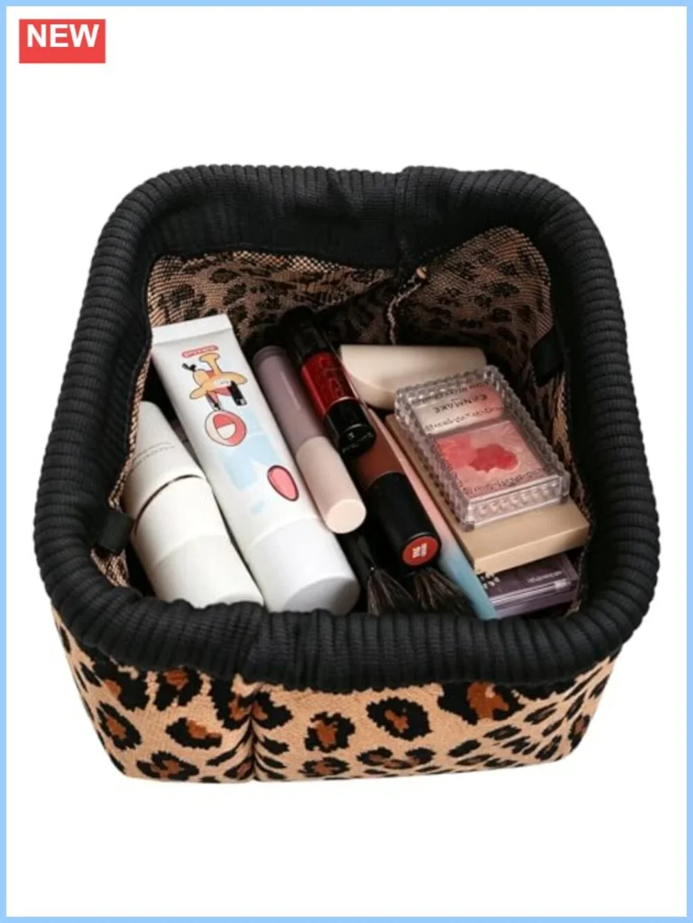 Women's Leopard Print Clutch Purse - Knit Evening Handbag with Magnetic Closure